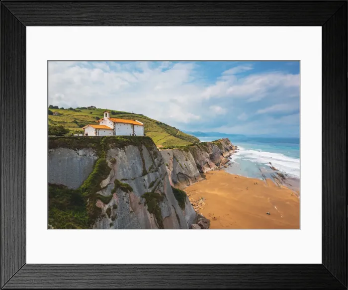 Framed Print : Spain, Basque Country, Zumaia. Saint Telmo Chapel