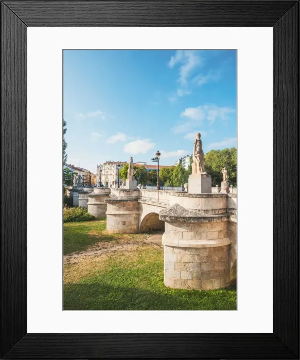 Framed Print : Spain, Castile and Leon, Burgos. The 13th-century the bridge (Puente) of San Pablo