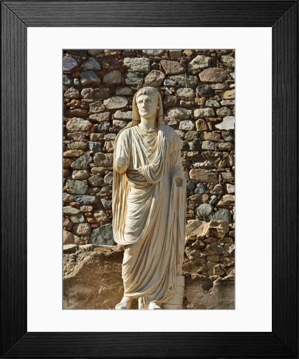 Framed Print : The Emperor Augustus in the gardens of the Roman Theatre of Merida, a construction Framed Print : The Emperor Augustus in the gardens of the Roman Theatre of Merida, a construction