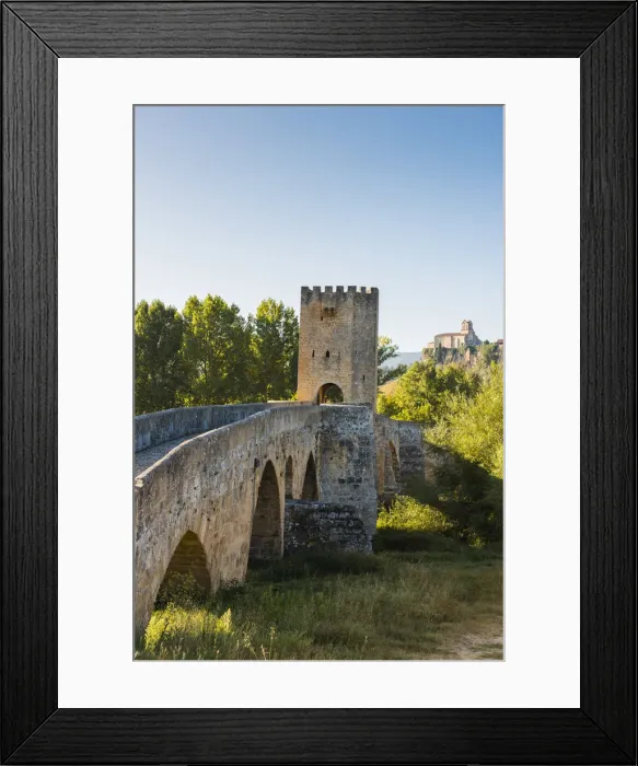 Framed Print : Spain, Castile and Leon, Frias. The 12th-century stone bridge over the Ebro river