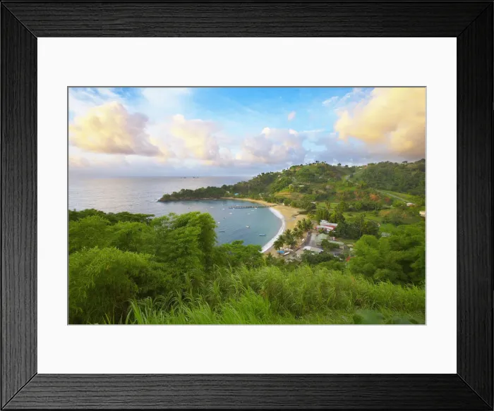 Framed Print : Trinidad and Tobago, Tobago Island, The Caribbean, Parlatuvier Bay, Overview Framed Print : Trinidad and Tobago, Tobago Island, The Caribbean, Parlatuvier Bay, Overview