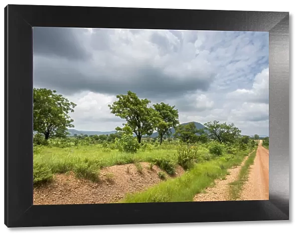Africa, Togo, Koutammakou area. Landscape with gravel road of a rural area