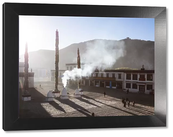 Elevated view of courtyard of Samye monastery, Tibet