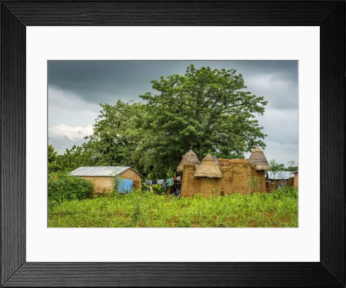 Framed Print : Africa, Togo, Koutammakou area. A village of the Batammariba people built in Framed Print : Africa, Togo, Koutammakou area. A village of the Batammariba people built in