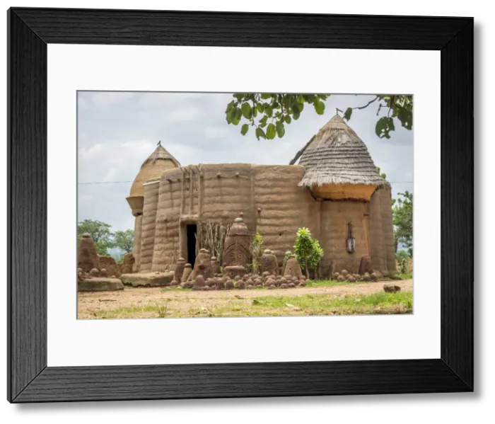 Framed Print : Africa, Togo, Koutammakou area. A village of the Batammariba people built in Framed Print : Africa, Togo, Koutammakou area. A village of the Batammariba people built in