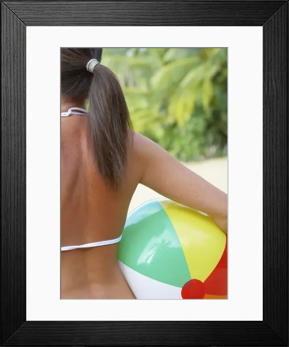 Framed Print : Trinidad and Tobago, Tobago Island, The Caribbean, Englishmans Bay, Woman holding Framed Print : Trinidad and Tobago, Tobago Island, The Caribbean, Englishmans Bay, Woman holding