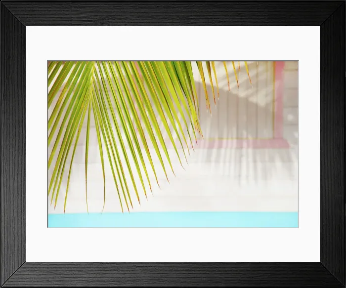 Framed Print : Trinidad and Tobago, Tobago Island, Pigeon Point Palm leaf infront of typical caribbean Framed Print : Trinidad and Tobago, Tobago Island, Pigeon Point Palm leaf infront of typical caribbean