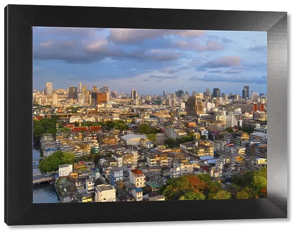 Thailand, Bangkok, Panoramic Overview of city skyline at sunset