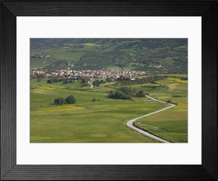 Framed Print : Italy, Sardinia, La Marmilla Region, Tuili, high view from Castello di Marmilla fortress
