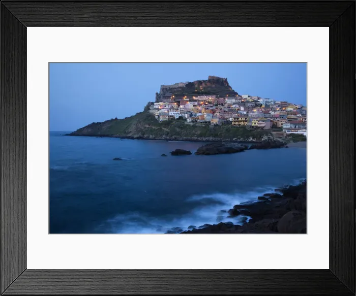 Framed Print : Italy, Sardinia, North Western Sardinia, Castelsardo, dusk Framed Print : Italy, Sardinia, North Western Sardinia, Castelsardo, dusk