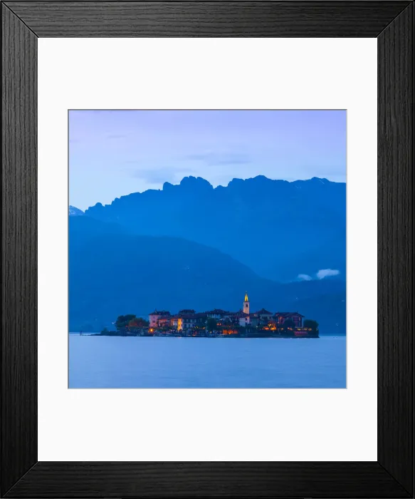 Framed Print : Isola dei Pescatori (Fishermens Islands) illuminated at dusk, Borromean Islands Framed Print : Isola dei Pescatori (Fishermens Islands) illuminated at dusk, Borromean Islands