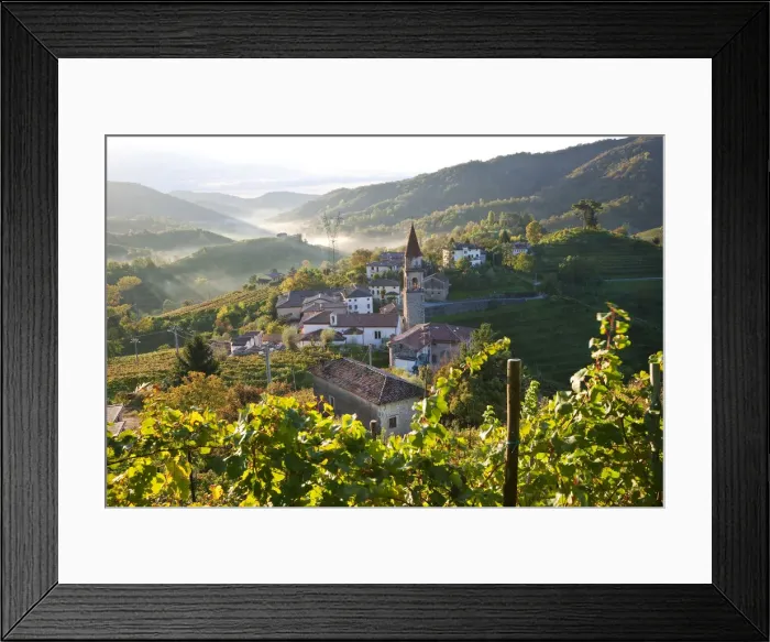 Framed Print : Rolle village & Prosecco vineyards, Veneto, Italy Framed Print : Rolle village & Prosecco vineyards, Veneto, Italy