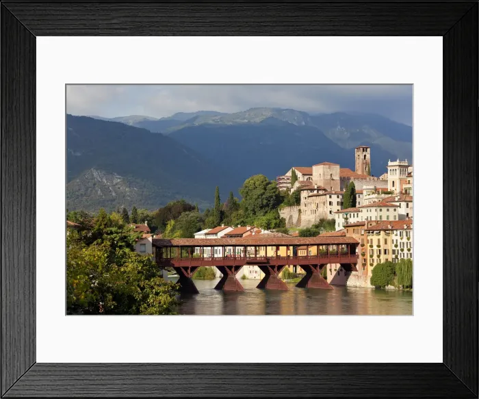 Framed Print : Italy, Veneto, Vicenza district, Bassano del Grappa, Brenta river and Ponte degli Alpini Framed Print : Italy, Veneto, Vicenza district, Bassano del Grappa, Brenta river and Ponte degli Alpini