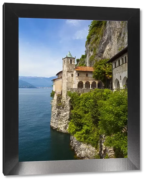 Picturesque Santa Caterina del Sasso Hermitage, Lake Maggiore, Piedmont, Italy
