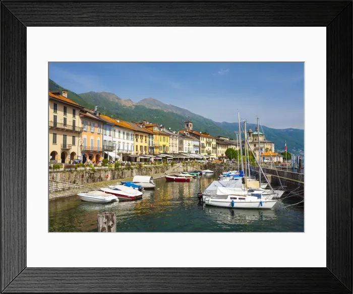 Framed Print : Cannobios picturesque harbourside, Cannobio, Lake Maggiore, Piedmont, Italy Framed Print : Cannobios picturesque harbourside, Cannobio, Lake Maggiore, Piedmont, Italy