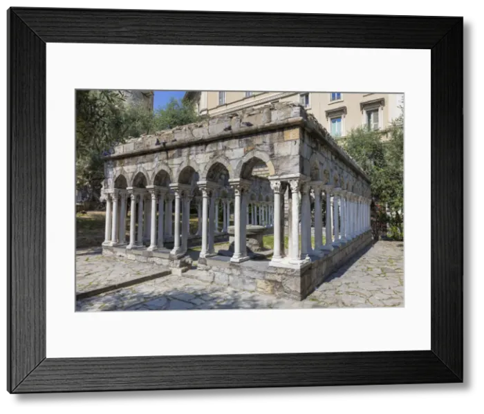 Framed Print : St Andrew cloister ruins, Garden near Christopher Columbus house, Genoa, Liguria, Italy Framed Print : St Andrew cloister ruins, Garden near Christopher Columbus house, Genoa, Liguria, Italy