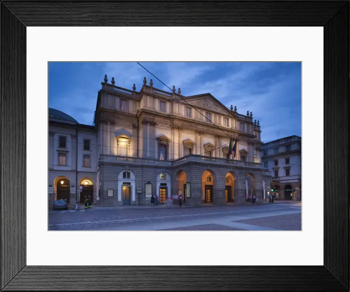 Framed Print : Italy, Lombardy, Milan, Teatro alla Scala, La Scala Opera House, evening