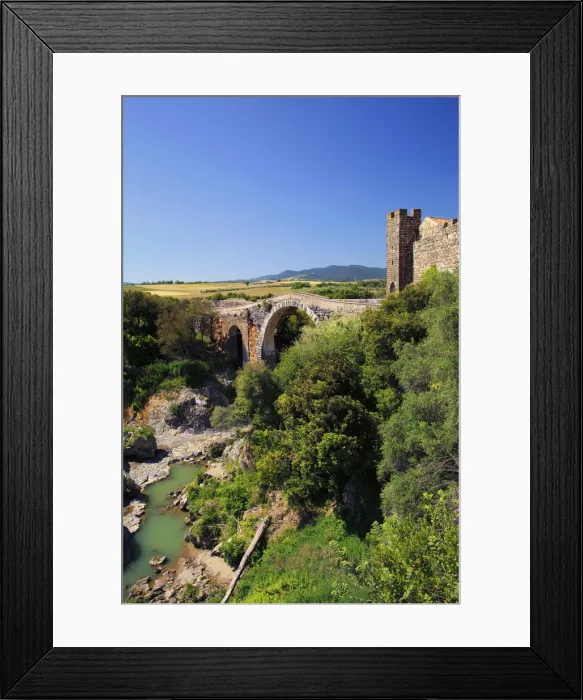 Framed Print : Italy, Tuscany, Vulci, Castello dell Abbadia e Ponte del Diavolo Framed Print : Italy, Tuscany, Vulci, Castello dell Abbadia e Ponte del Diavolo