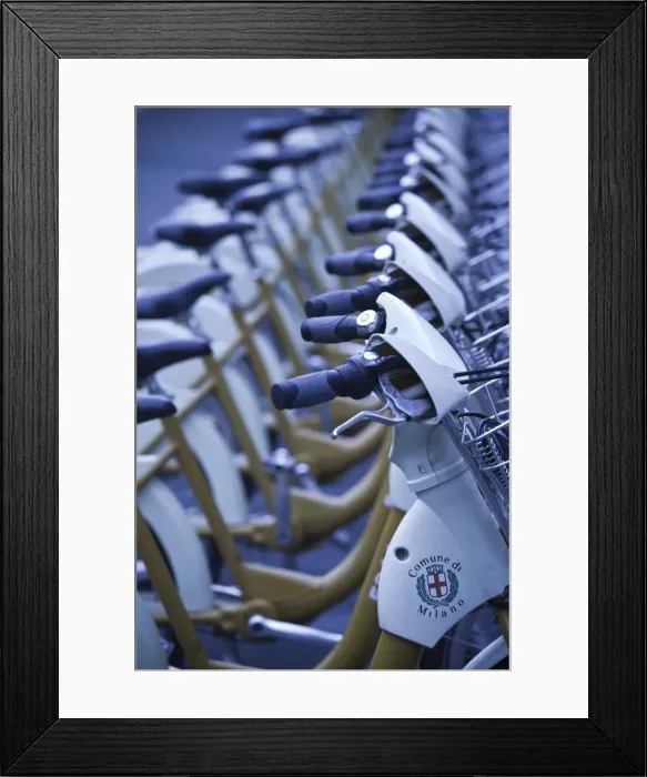 Framed Print : Italy, Lombardy, Milan, Bike Mi public rental bicycles Framed Print : Italy, Lombardy, Milan, Bike Mi public rental bicycles