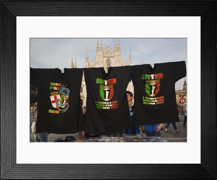 Framed Print : Italy, Lombardy, Milan, Piazza Duomo, Duomo cathedral and championship soccer team Framed Print : Italy, Lombardy, Milan, Piazza Duomo, Duomo cathedral and championship soccer team