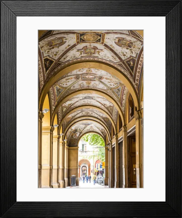 Framed Print : Covered passageway / Portico, Via Farini, Bologna, Emilia-Romagna, Italy Framed Print : Covered passageway / Portico, Via Farini, Bologna, Emilia-Romagna, Italy