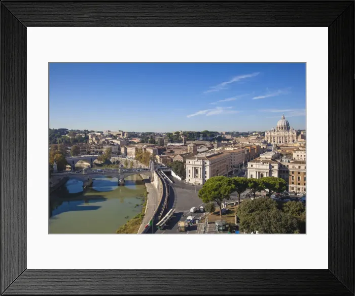 Framed Print : Italy, Lazio, Rome, View of St. Peters Basilica and Vittorio Emanuele II Bridge Framed Print : Italy, Lazio, Rome, View of St. Peters Basilica and Vittorio Emanuele II Bridge