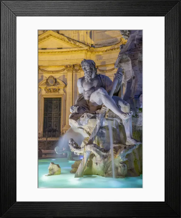 Framed Print : Italy, Lazio, Rome, Parione, Piazza Navona, Fontana dei Quattro Fiumi, Fountain of Framed Print : Italy, Lazio, Rome, Parione, Piazza Navona, Fontana dei Quattro Fiumi, Fountain of