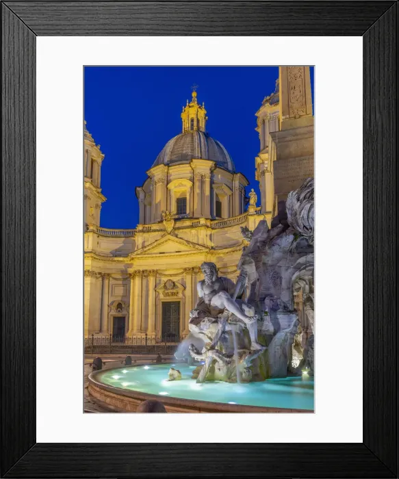 Framed Print : Italy, Lazio, Rome, Parione, Piazza Navona, Fontana dei Quattro Fiumi, Fountain of Framed Print : Italy, Lazio, Rome, Parione, Piazza Navona, Fontana dei Quattro Fiumi, Fountain of