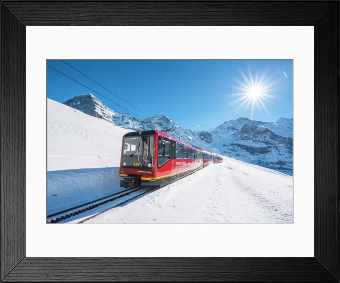 Framed Print : Train to Jungfraujoch, Kleine Scheidegg, Berner Oberland, canton of Bern, Switzerland Framed Print : Train to Jungfraujoch, Kleine Scheidegg, Berner Oberland, canton of Bern, Switzerland