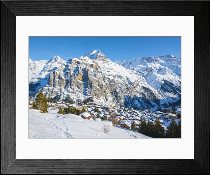 Framed Print : MAorren, Berner Oberland, canton of Bern, Switzerland. The village with Eiger, Maonch Framed Print : MAorren, Berner Oberland, canton of Bern, Switzerland. The village with Eiger, Maonch