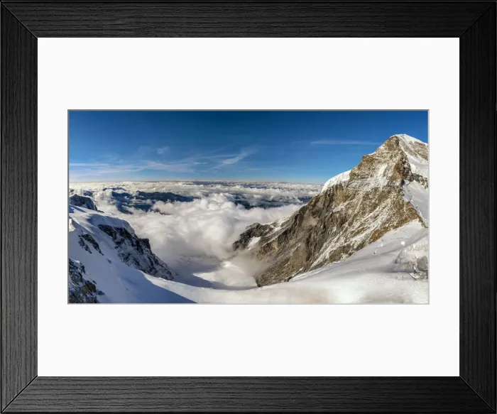 Framed Print : View of Monch above the Clouds, Bernese Oberland, Switzerland Framed Print : View of Monch above the Clouds, Bernese Oberland, Switzerland