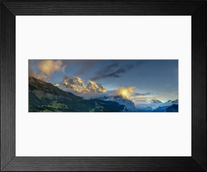Framed Print : Last Light on Jungfrau, Bernese Oberland, Switzerland