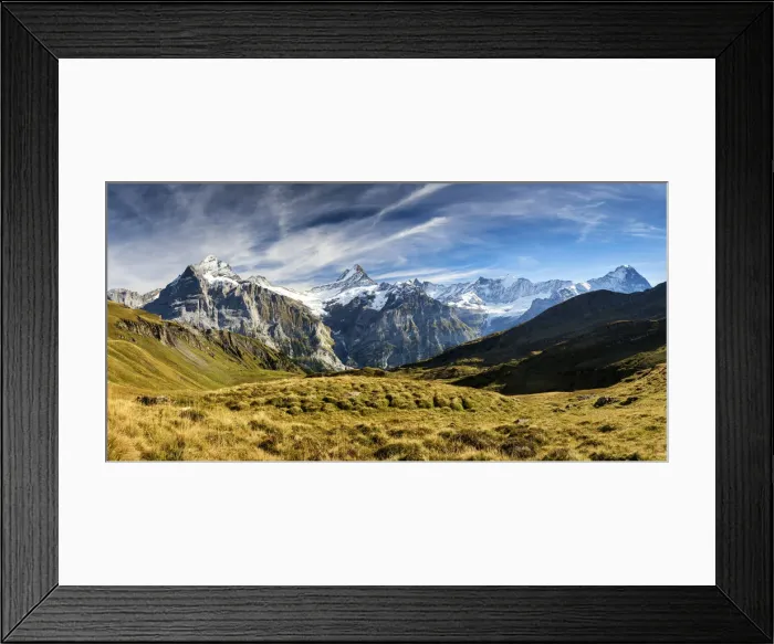 Framed Print : Wetterhorn & Schreckhorn, Grindelwald, Bernese Oberland, Switzerland Framed Print : Wetterhorn & Schreckhorn, Grindelwald, Bernese Oberland, Switzerland