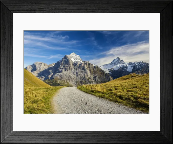 Framed Print : Hiking Path with Wetterhorn & Schreckhorn, Grindelwald, Bernese Oberland, Switzerland Framed Print : Hiking Path with Wetterhorn & Schreckhorn, Grindelwald, Bernese Oberland, Switzerland
