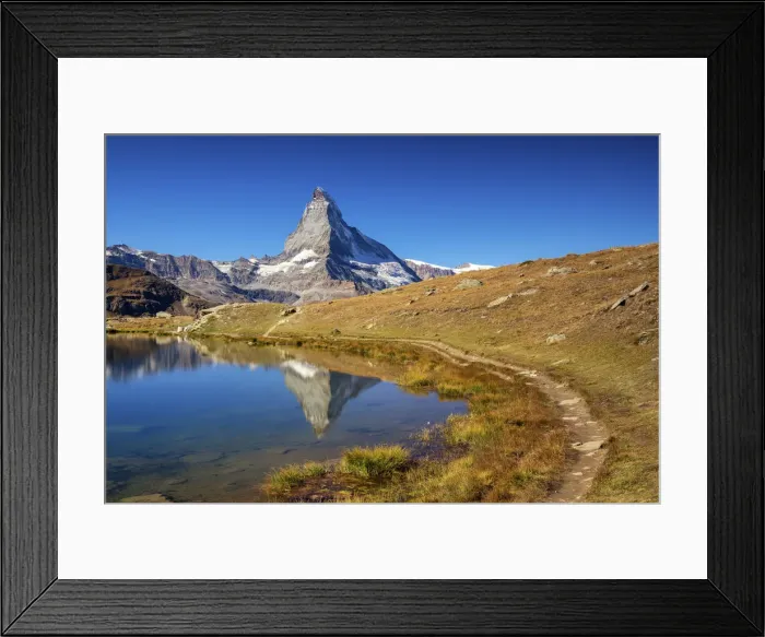 Framed Print : Matterhorn Reflecting in Stellisee, Zermatt, Valais Region, Switzerland Framed Print : Matterhorn Reflecting in Stellisee, Zermatt, Valais Region, Switzerland