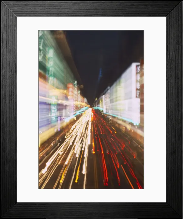 Framed Print : Neon lights and traffic light trails, Taichung, Taiwan Framed Print : Neon lights and traffic light trails, Taichung, Taiwan