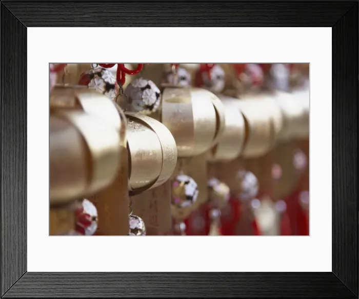 Framed Print : Prayer bells at Buddhist temple, Taiwan