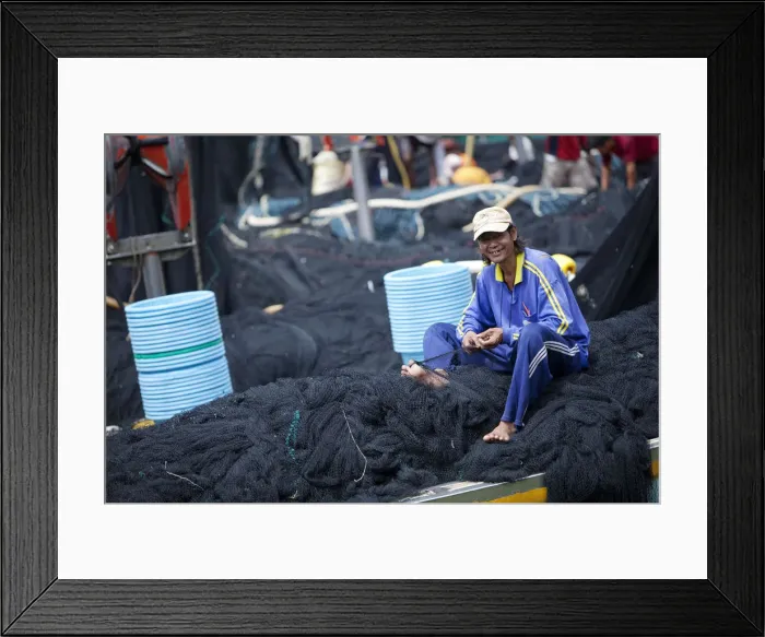 Framed Print : Scene from the dock side fish market outside Bangkok Thailand
