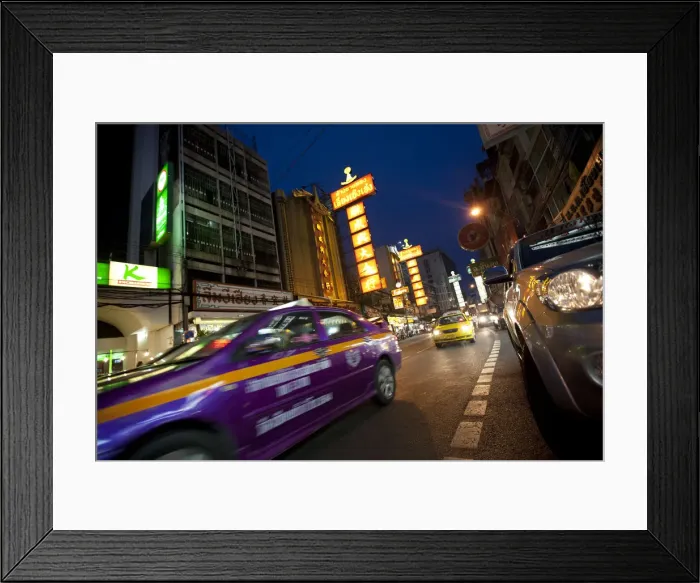Framed Print : Bangkok, Thailand. A taxi in downtown Bangkok Framed Print : Bangkok, Thailand. A taxi in downtown Bangkok