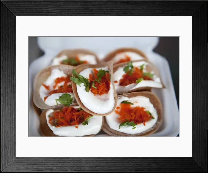 Framed Print : Bangkok, Thailand. Street food for sale from a vendor in Bangkok