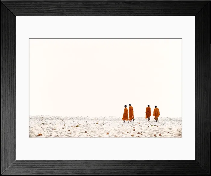 Framed Print : South East Asia, Thailand, Ko Jam, monks on the beach Framed Print : South East Asia, Thailand, Ko Jam, monks on the beach