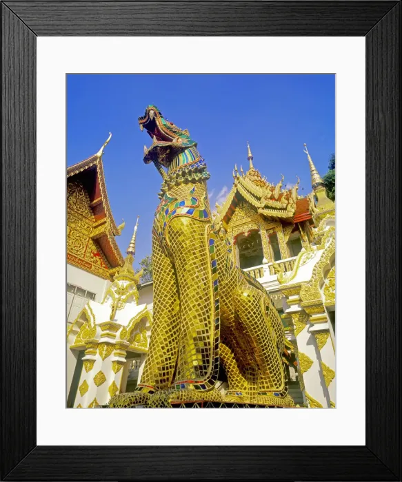 Framed Print : Golden lion, Wat phrathat Doi Suthep, Chiang Mai, Thailand, Asia Framed Print : Golden lion, Wat phrathat Doi Suthep, Chiang Mai, Thailand, Asia