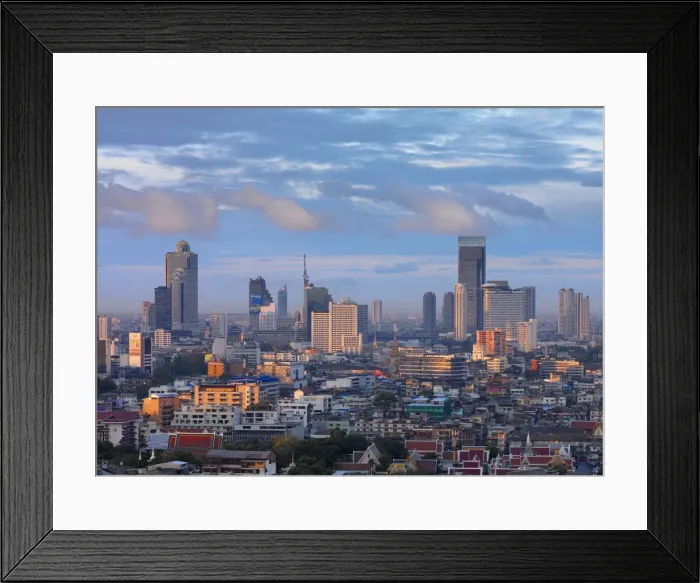 Framed Print : Thailand, Bangkok, Overview of city skyline at dusk