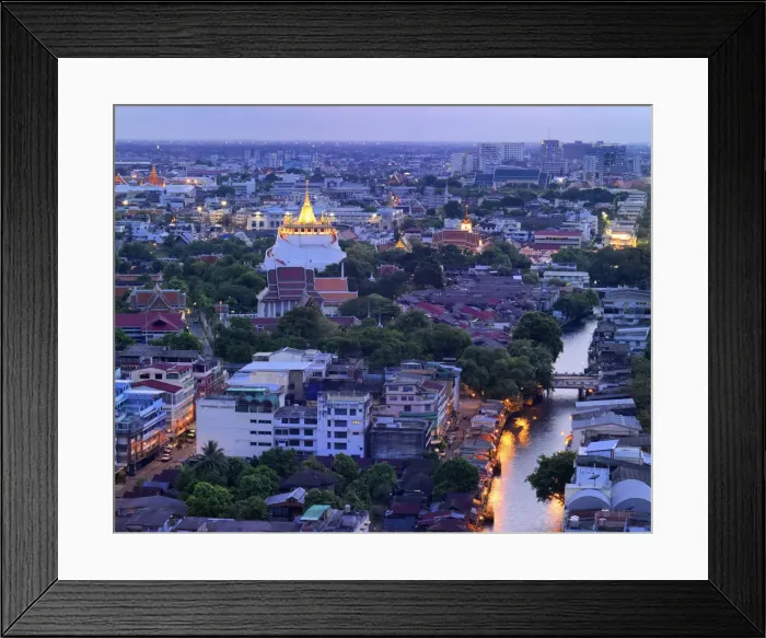 Framed Print : Thailand, Bangkok, The Golden Mount (Phu Khao Thong) at Wat Saket at dusk Framed Print : Thailand, Bangkok, The Golden Mount (Phu Khao Thong) at Wat Saket at dusk