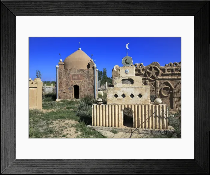 Framed Print : Muslim cemetery, Issyk Kul oblast, Kyrgyzstan