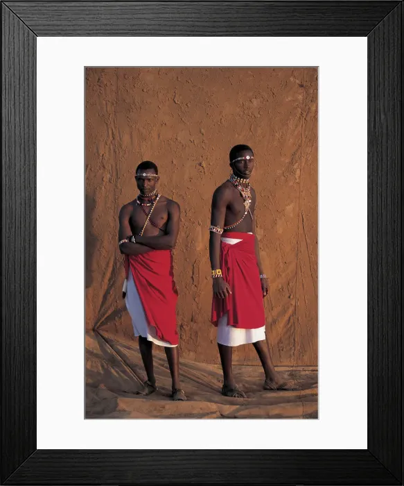 Framed Print : Samburu warriors, infront of muddy backdrop at Sunset, Laikipia Kenya Framed Print : Samburu warriors, infront of muddy backdrop at Sunset, Laikipia Kenya