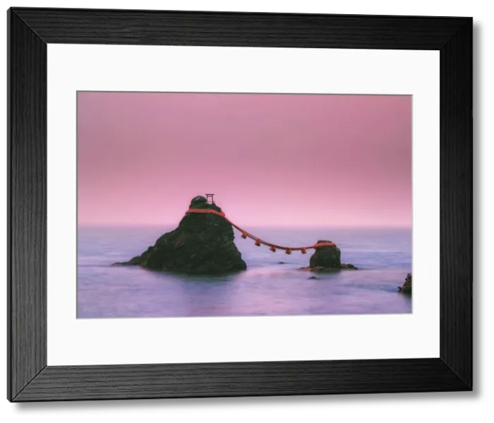 Framed Print : Japan, Mie Prefecture, Futami, Meoto-Iwa (Wedded Rocks) just offshore from Okiyama Framed Print : Japan, Mie Prefecture, Futami, Meoto-Iwa (Wedded Rocks) just offshore from Okiyama