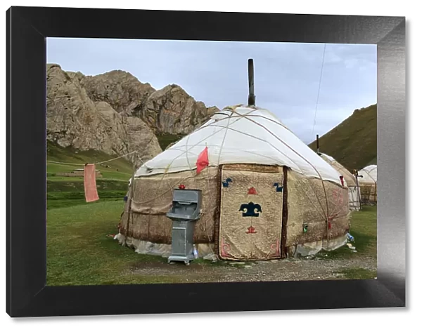 Yurt (Nomads tent) in Tash Rabat valley, Naryn oblast, Kyrgyzstan