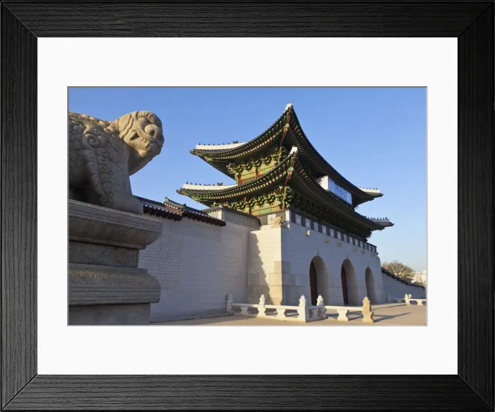 Framed Print : Korea, Seoul, Gyeongbokgung Palace, Haetae, a stone mythical creature infront of Framed Print : Korea, Seoul, Gyeongbokgung Palace, Haetae, a stone mythical creature infront of