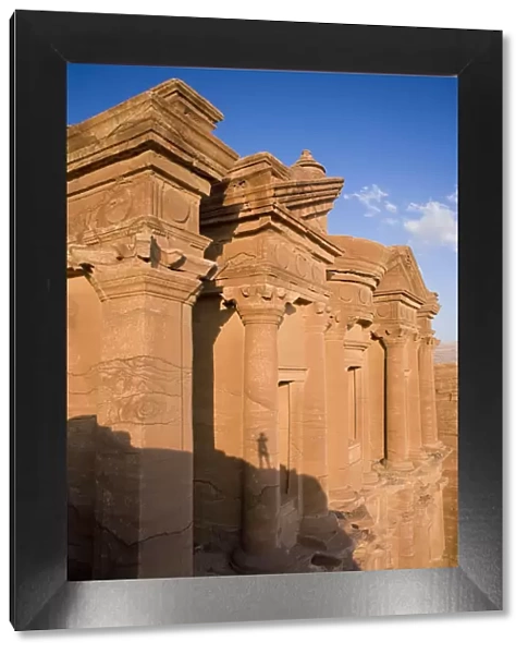 The Monastery and Silhouette of photographer, Petra (UNESCO world heritage site), Jordan